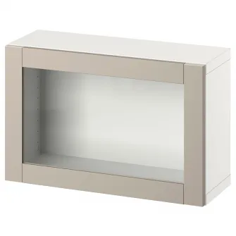 IKEA BESTÅ Combinatie corp suspendat, alb/Sindvik gri deschis/bej, 60x22x38 cm