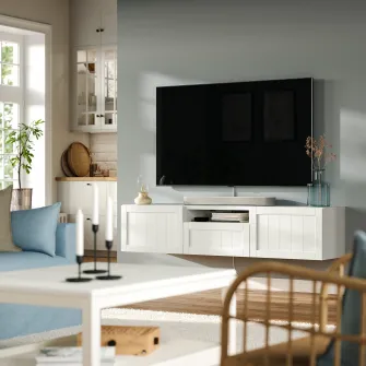 IKEA BESTÅ Comoda TV, alb/Pipmakare alb, 180x42x39 cm