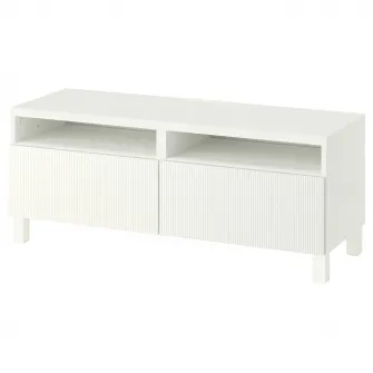IKEA BESTÅ Comoda TV cu sertare, alb/Förvaltare alb, 120x42x48 cm