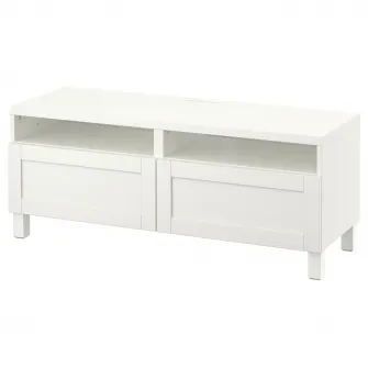 IKEA BESTÅ Comoda TV cu sertare, alb/Hanviken/Stubbarp alb, 120x42x48 cm