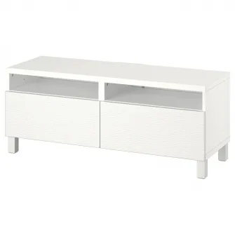 IKEA BESTÅ Comoda TV cu sertare, alb/Laxviken/Stubbarp alb, 120x42x48 cm