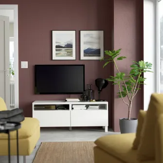 IKEA BESTÅ Comoda TV cu sertare, alb/Laxviken/Stubbarp alb, 120x42x48 cm