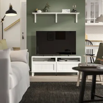 IKEA BESTÅ Comoda TV cu sertare, alb/Pipmakare alb, 120x42x48 cm