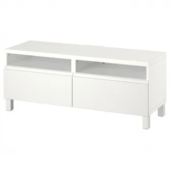 IKEA BESTÅ Comoda TV cu sertare, alb/Västerviken/Stubbarp alb, 120x42x48 cm