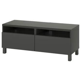 IKEA BESTÅ Comoda TV cu sertare, gri inchis/Lappviken/Stubbarp gri inchis, 120x42x48 cm