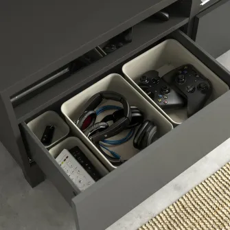 IKEA BESTÅ Comoda TV cu sertare, gri inchis/Lappviken/Stubbarp gri inchis, 120x42x48 cm