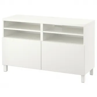 IKEA BESTÅ Comoda TV cu usi, alb/Lappviken/Stubbarp alb, 120x42x74 cm