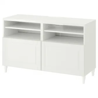 IKEA BESTÅ Comoda TV cu usi, alb/Smeviken/Kabbarp alb, 120x42x74 cm