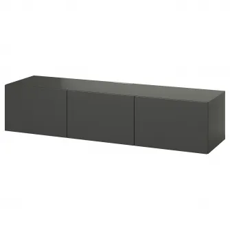IKEA BESTÅ Comoda TV cu usi, gri inchis/Lappviken gri inchis, 180x42x38 cm