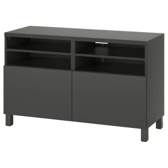 IKEA BESTÅ Comoda TV cu usi, gri inchis/Lappviken/Stubbarp gri inchis, 120x42x74 cm