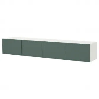 IKEA BESTÅ Comoda TV+usi, alb/Krukmakare gri inchis-verde, 240x42x38 cm