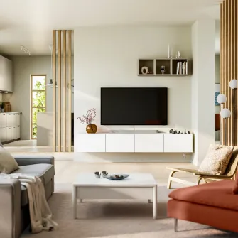 IKEA BESTÅ Comoda TV+usi, alb/Lappviken alb, 240x42x38 cm
