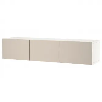 IKEA BESTÅ Comoda TV+usi, alb/Lappviken gri deschis/bej, 180x42x38 cm