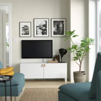 IKEA BESTÅ Comoda TV+usi, alb/Lappviken/Stubbarp alb, 120x42x48 cm