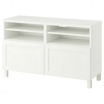 IKEA BESTÅ Comoda TV+usi, alb/Pipmakare alb, 120x42x74 cm