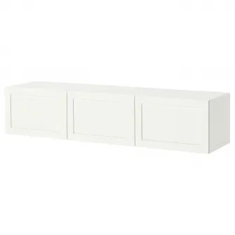 IKEA BESTÅ Comoda TV+usi, alb/Pipmakare alb, 180x42x38 cm