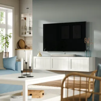 IKEA BESTÅ Comoda TV+usi, alb/Pipmakare alb, 180x42x38 cm