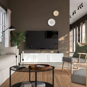 IKEA BESTÅ Comoda TV+usi, alb/Pipmakare alb, 180x42x38 cm