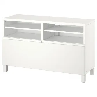 IKEA BESTÅ Comoda TV+usi, alb/Västerviken/Stubbarp alb, 120x42x74 cm