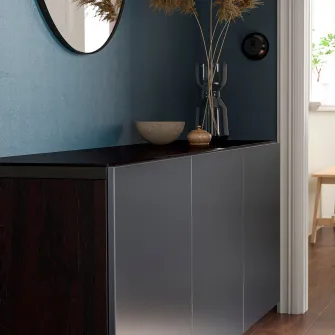 IKEA BESTÅ Panou superior, sticla negru, 180x40 cm