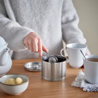IKEA BETTHAJ Cutie metalica cu capac, cafea/ceai/argintiu, 0.6 l