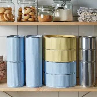 IKEA BETTHAJ Cutie metalica cu capac, pentru alimente uscate/albastru deschis, 3.1 l