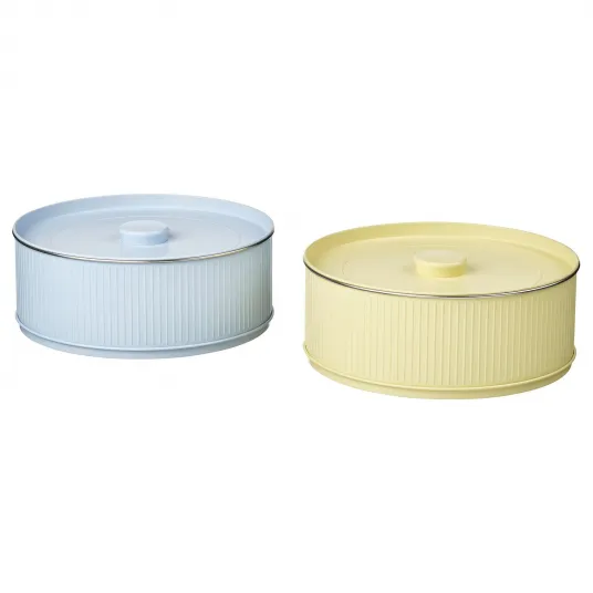 IKEA BETTHAJ Cutie metalica cu capac, pentru fursecuri/galben deschis albastru deschis, 2.5 l