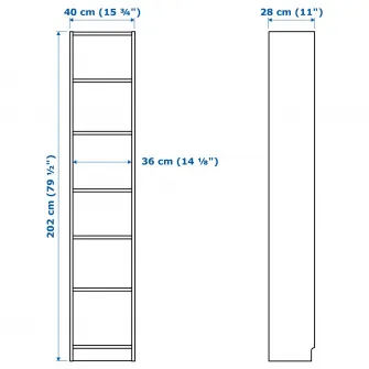 IKEA BILLY Biblioteca, alb, 40x28x202 cm