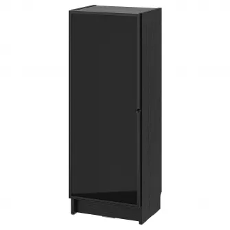 IKEA BILLY / HÖGBO Combinatie biblioteca+usi sticla, negru aspect stejar/negru, 40x30x106 cm