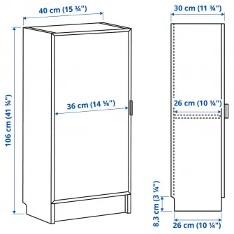 IKEA BILLY / HÖGBO Combinatie biblioteca+usi sticla, negru aspect stejar/negru, 40x30x106 cm