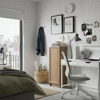 IKEA BILLY / OXBERG Biblioteca cu usa, aspect stejar, 40x30x106 cm