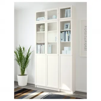 IKEA BILLY / OXBERG Biblioteca, alb/sticla, 120x30x237 cm