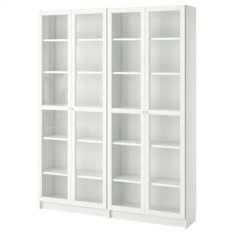 IKEA BILLY / OXBERG Biblioteca, alb/sticla, 160x30x202 cm