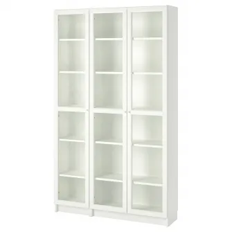 IKEA BILLY / OXBERG Biblioteca cu usi de sticla, alb, 120x30x202 cm