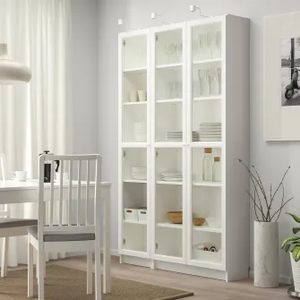IKEA BILLY / OXBERG Biblioteca cu usi de sticla, alb, 120x30x202 cm