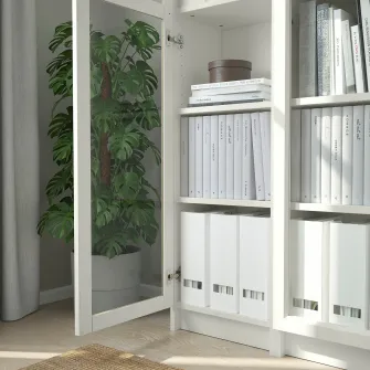 IKEA BILLY / OXBERG Biblioteca cu usi de sticla, alb, 120x30x202 cm