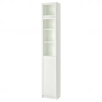 IKEA BILLY / OXBERG Biblioteca/extensie/panou/usi, alb/sticla, 40x30x237 cm