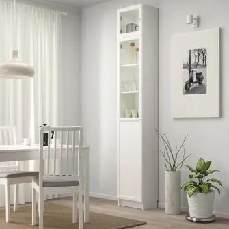 IKEA BILLY / OXBERG Biblioteca/extensie/panou/usi, alb/sticla, 40x30x237 cm