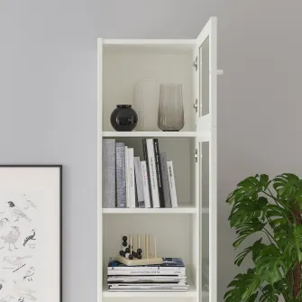 IKEA BILLY / OXBERG Biblioteca/extensie/panou/usi, alb/sticla, 40x30x237 cm