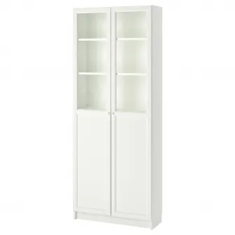 IKEA BILLY / OXBERG Biblioteca+panou/usa sticla, alb, 80x30x202 cm