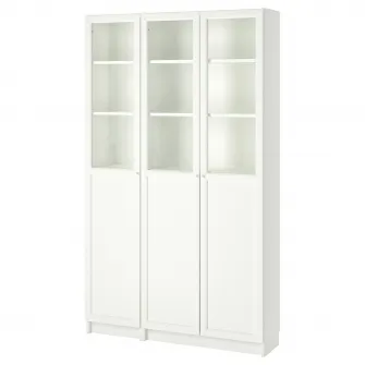 IKEA BILLY / OXBERG Biblioteca+panou/usa sticla, alb/sticla, 120x30x202 cm