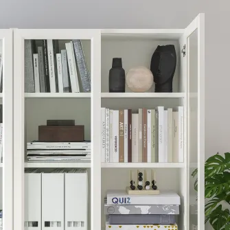 IKEA BILLY / OXBERG Biblioteca+panou/usa sticla, alb/sticla, 120x30x202 cm