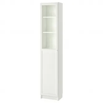 IKEA BILLY / OXBERG Biblioteca+panou/usa sticla, alb/sticla, 40x30x202 cm