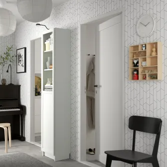 IKEA BILLY / OXBERG Biblioteca+panou/usa sticla, alb/sticla, 40x30x202 cm