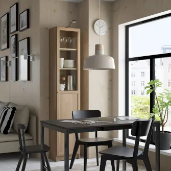 IKEA BILLY / OXBERG Biblioteca+panou/usa sticla, aspect stejar, 40x30x202 cm