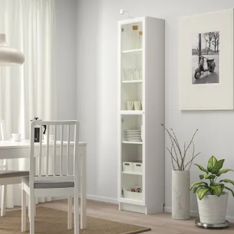 IKEA BILLY / OXBERG Biblioteca+usa sticla, alb/sticla, 40x30x202 cm