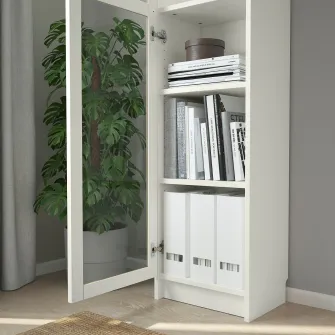 IKEA BILLY / OXBERG Biblioteca+usa sticla, alb/sticla, 40x30x202 cm