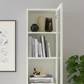 IKEA BILLY / OXBERG Biblioteca+usa sticla, alb/sticla, 40x30x202 cm