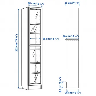 IKEA BILLY / OXBERG Biblioteca+usa sticla, maro-i aspect stejar/sticla transparenta, 40x30x202 cm