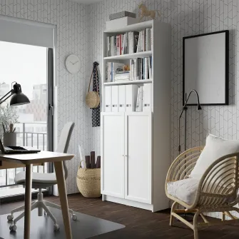 IKEA BILLY / OXBERG Biblioteca+usi, alb, 80x30x202 cm